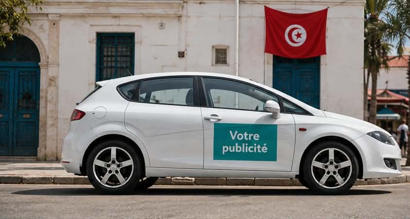 Voiture avec sticker publicitaire WinDrive